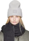 Acne Studios Gray Large Face Logo Beanie In X92 Light Grey Melan