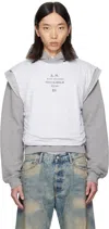 Acne Studios Gray Layered Hooded Sweatshirt In Gray