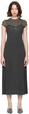 Acne Studios Gray Layered Jersey Midi Dress