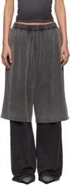 Acne Studios Gray Layered Lounge Pants In Bb9 Anthracite/black
