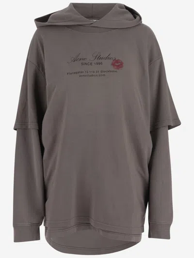 Acne Studios Gray Layered Sweatshirt In Brown