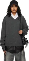 Acne Studios Gray Layered Wool Knit Sweater In Gray