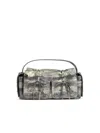 Acne Studios Mini Multipocket Metallic-suede Top Handle Bag In Grey