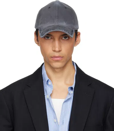 Acne Studios Gray Logo Cap In Blue