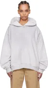 Acne Studios Logo-print Cotton-blend Hoodie In 92h Pale Grey Melang