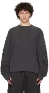 Acne Studios Gray Logo Long Sleeve T-shirt In Bm0 Faded Black