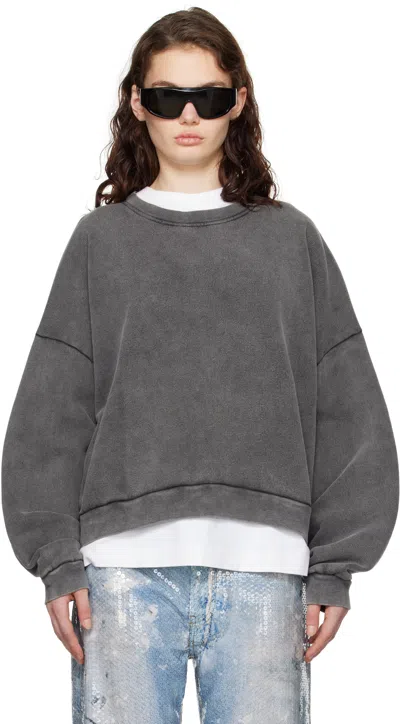 Acne Studios Gray Logo Patch Sweatshirt In Bm0 Faded Black