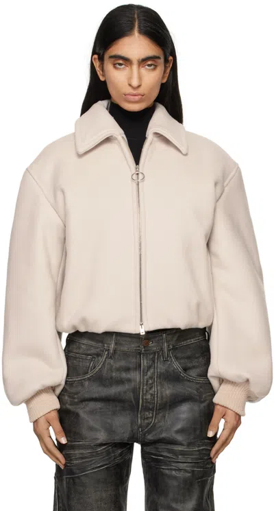 Acne Studios Cropped Nylon Bomber Jacket In Light Grey