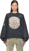 Acne Studios Gray Logo Sweatshirt In Black