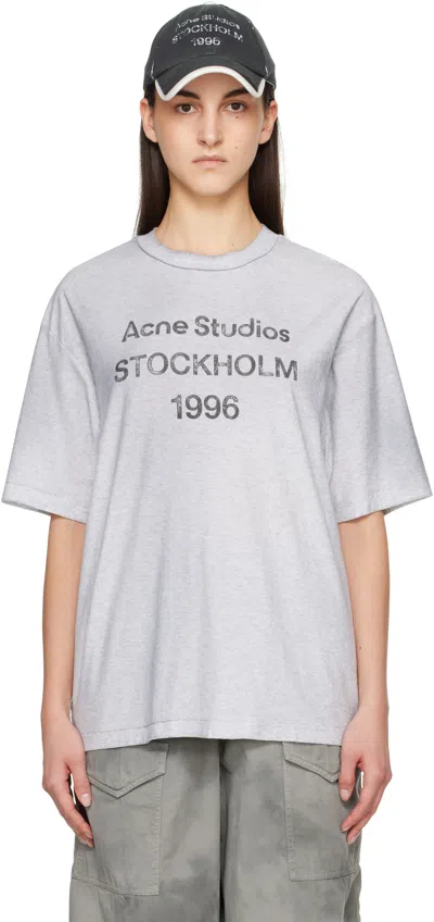 Acne Studios Gray Printed T-shirt In 92h Pale Grey Melang