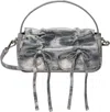 Acne Studios Mini Multipocket Metallic-suede Top Handle Bag In 902 Grey