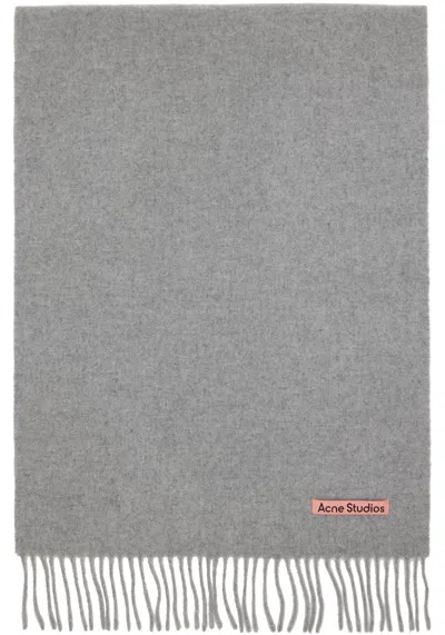 Acne Studios Gray Narrow Fringe Wool Scarf