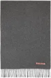 Acne Studios Gray Narrow Fringe Wool Scarf In 990 Grey Melange