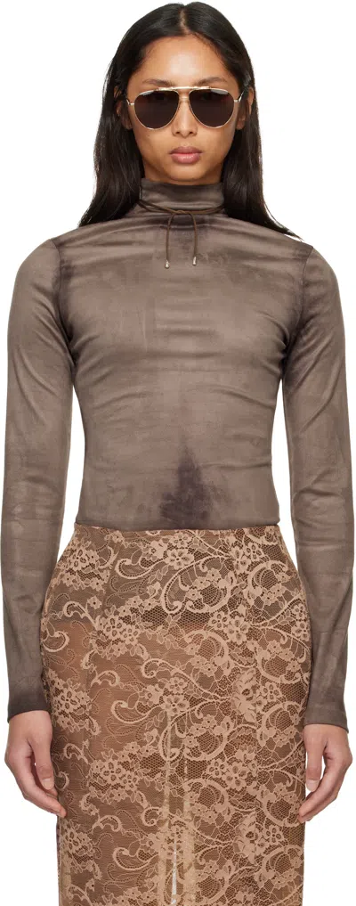 Acne Studios Gray Printed Faux-suede Top In Brown