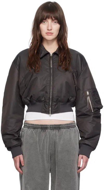 Acne Studios Gray Relaxed-fit Bomber Jacket In Black