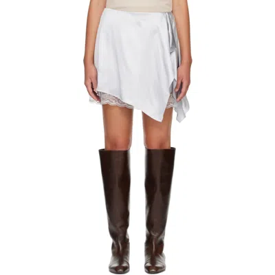 Acne Studios Gray Ruffled Satin Miniskirt In Aqh Ice Blue
