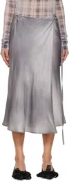 Acne Studios Gray Satin Wrap Midi Skirt In Bq9 Multi Grey