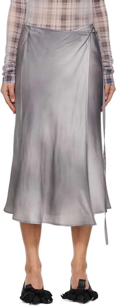 Acne Studios Gray Satin Wrap Midi Skirt In Bq9 Multi Grey
