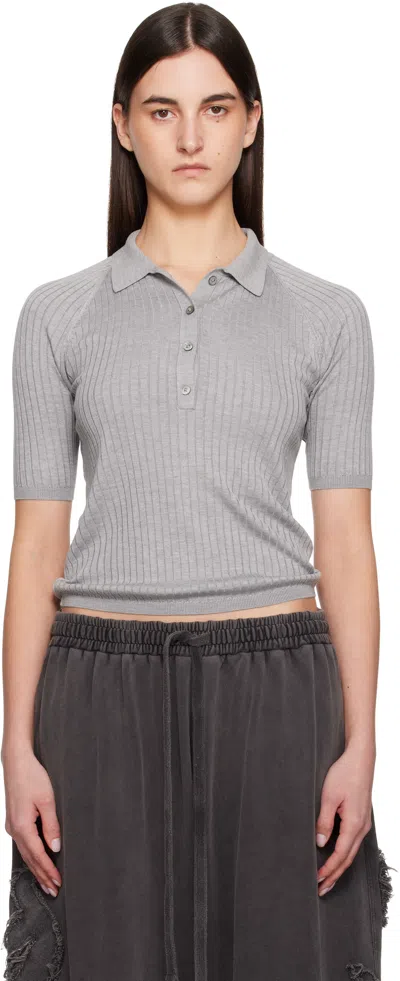 Acne Studios Gray Silk Polo In 902 Grey