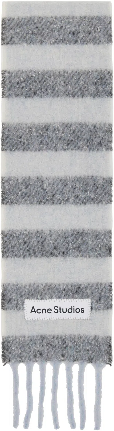 Acne Studios Gray Skinny Fringe Wool Scarf