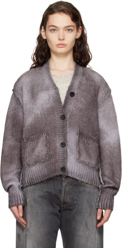 Acne Studios Gray Sprayed Finish Cardigan In Aa2 Anthracite Grey