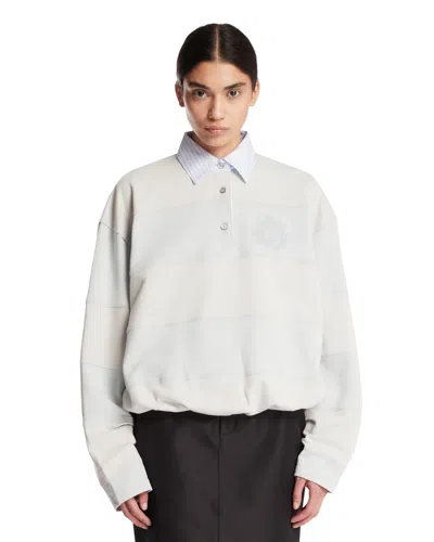 Acne Studios Gray Striped Cotton Sweatshirt In Gray Grigio   #626262