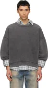 Acne Studios Relaxed Fit Crew Neck Long Sleeve Shirt In Gray