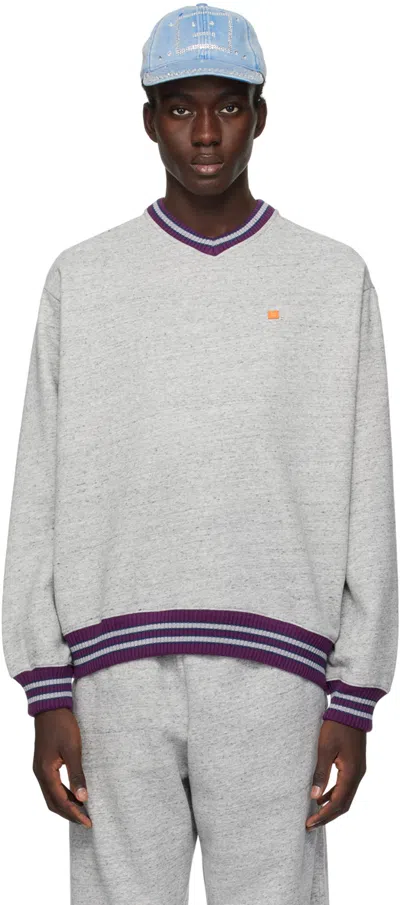 Acne Studios Gray V-neck Sweater In Cc3 Marble Grey