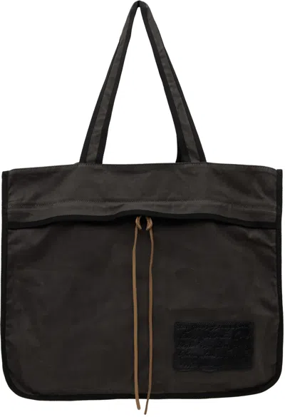 Acne Studios Gray Waxed Canvas Tote In Grey/black