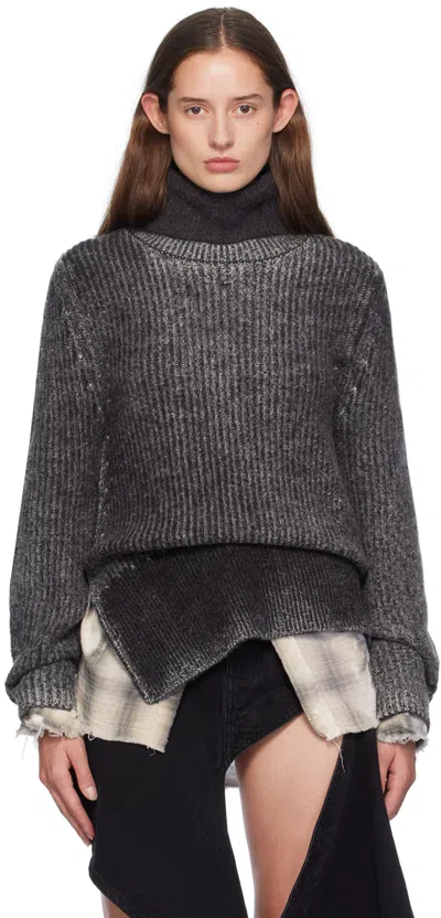 Acne Studios Gray Wool Turtleneck In Aa2 Anthracite Grey