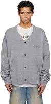 Acne Studios Relaxed-fit V-neck Cardigan With Button-down Front And Embroidered Detailing In Gray