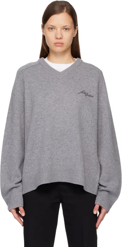 Acne Studios Gray Wool V-neck Sweater