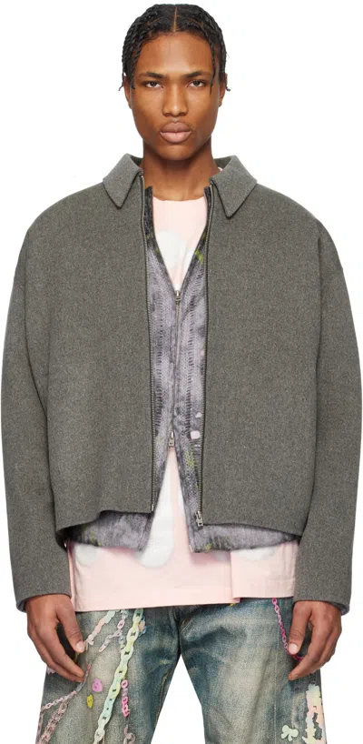 ACNE STUDIOS GRAY WOOL ZIPPER JACKET