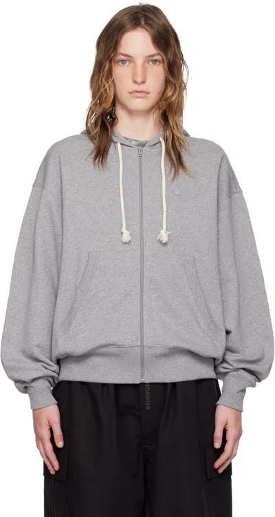 Acne Studios Gray Zip Hoodie In X92 Light Grey Melan