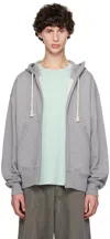 ACNE STUDIOS GRAY ZIP HOODIE