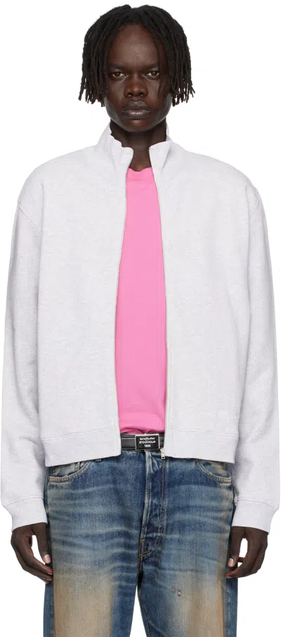 Acne Studios Gray Zip-up Sweatshirt In White