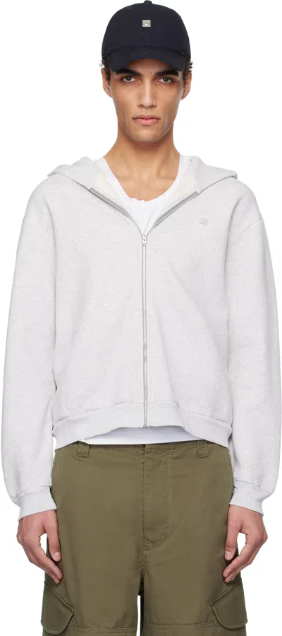 Acne Studios Grey Zipper Hoodie In 92h Pale Grey Melang