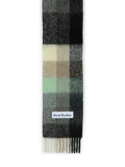 Acne Studios Green Alpaca Blend Scarf Women In Black