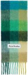Acne Studios Logo Wool Scarf In Dqd Jade Green/yello