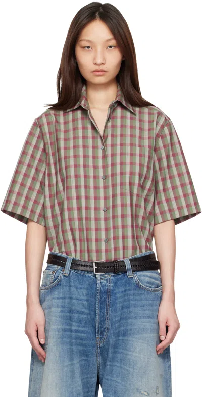 Acne Studios Green & Purple Check Button-up Shirt In Neutral