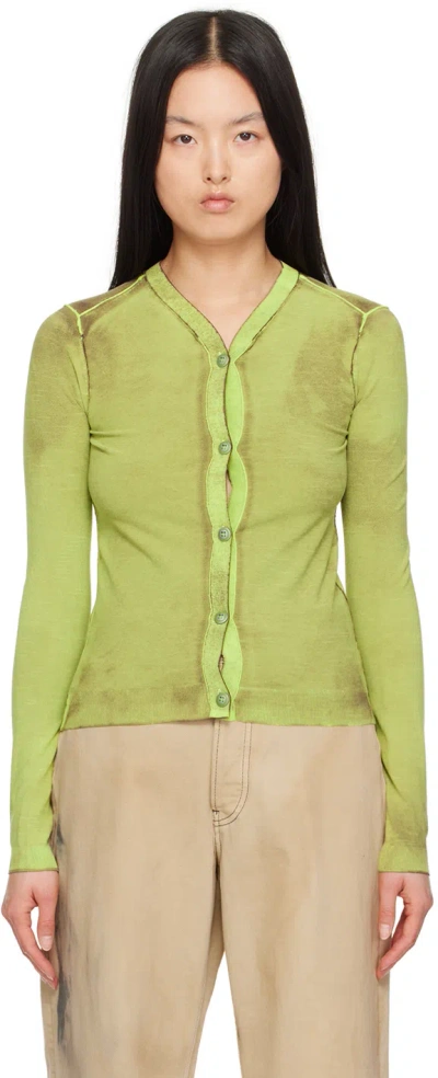 Acne Studios Green Button-up Cardigan In Abe Lime Green
