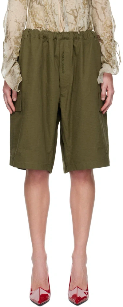 Acne Studios Green Cargo Shorts In Ab7 Olive Green