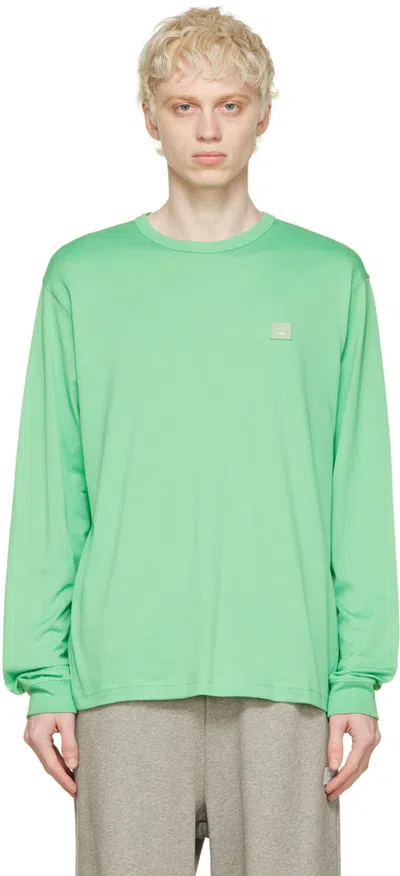 Acne Studios Green Cotton Long Sleeve T-shirt In Bn1 Fern Green