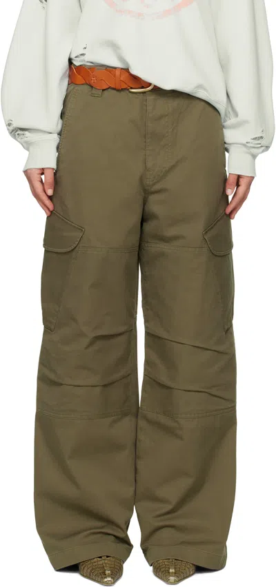 Acne Studios Green Dry Cotton Twill Cargo Pants In Ab8 Green