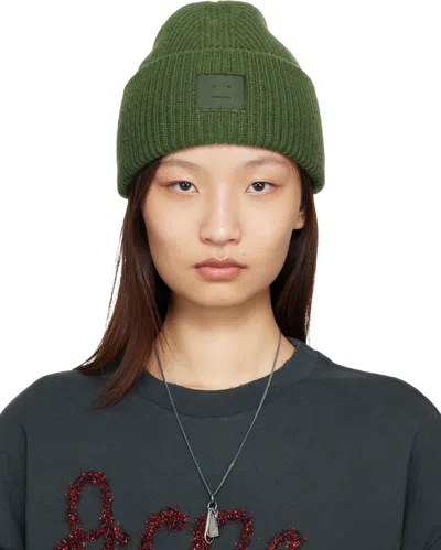 Acne Studios Green Face Logo Beanie