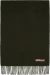 Acne Studios Green Fringe Wool Narrow Scarf In Dgu Wood Green Melan