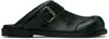 Acne Studios Green Leather Buckle Mules In Ab7 Olive Green