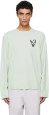 Acne Studios Green Logo Long Sleeve T-shirt In Bm7 Sea Foam Green
