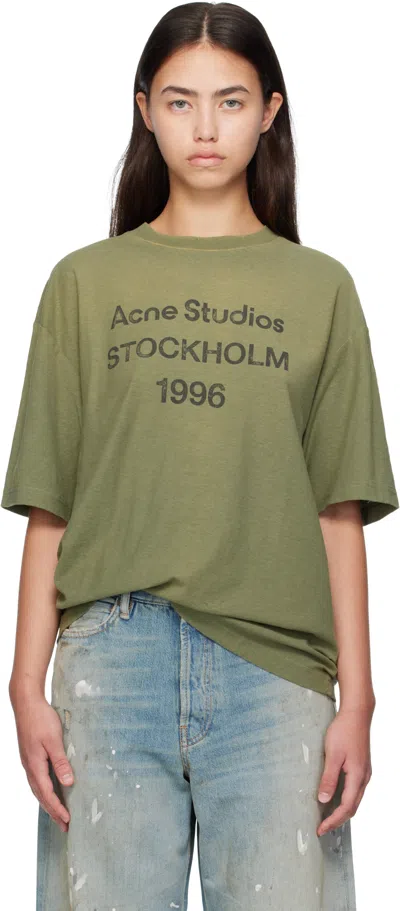 Acne Studios Green Logo Relaxed-fit T-shirt