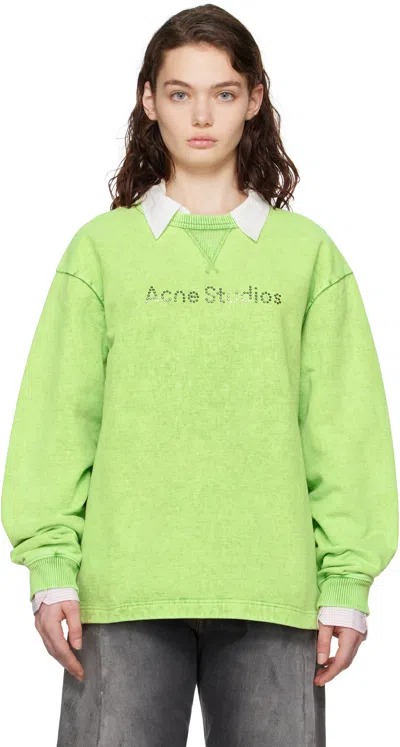 Acne Studios Green Logo Stud Sweatshirt In Bcd Bright Green